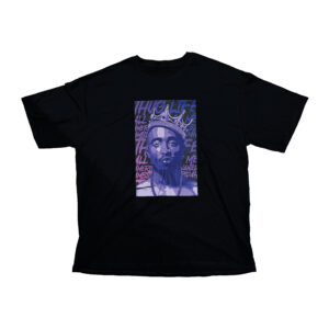 Playera negra marca bone street, talla xg, diseño 2pac purple crown